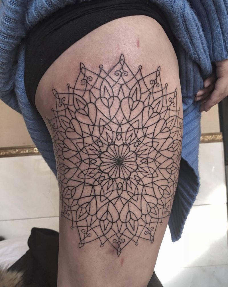 大美腿纹身图片