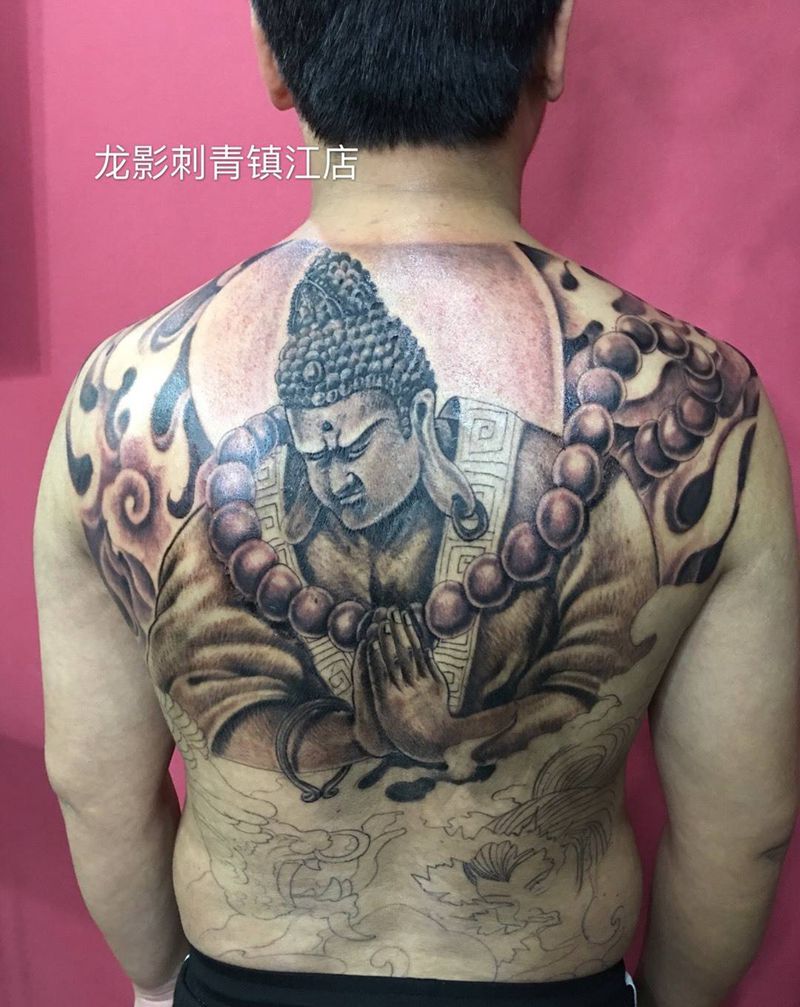 伏魔大背 未完成纹身图片