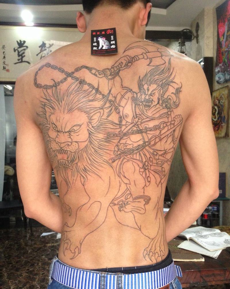 初步勾线纹身图片