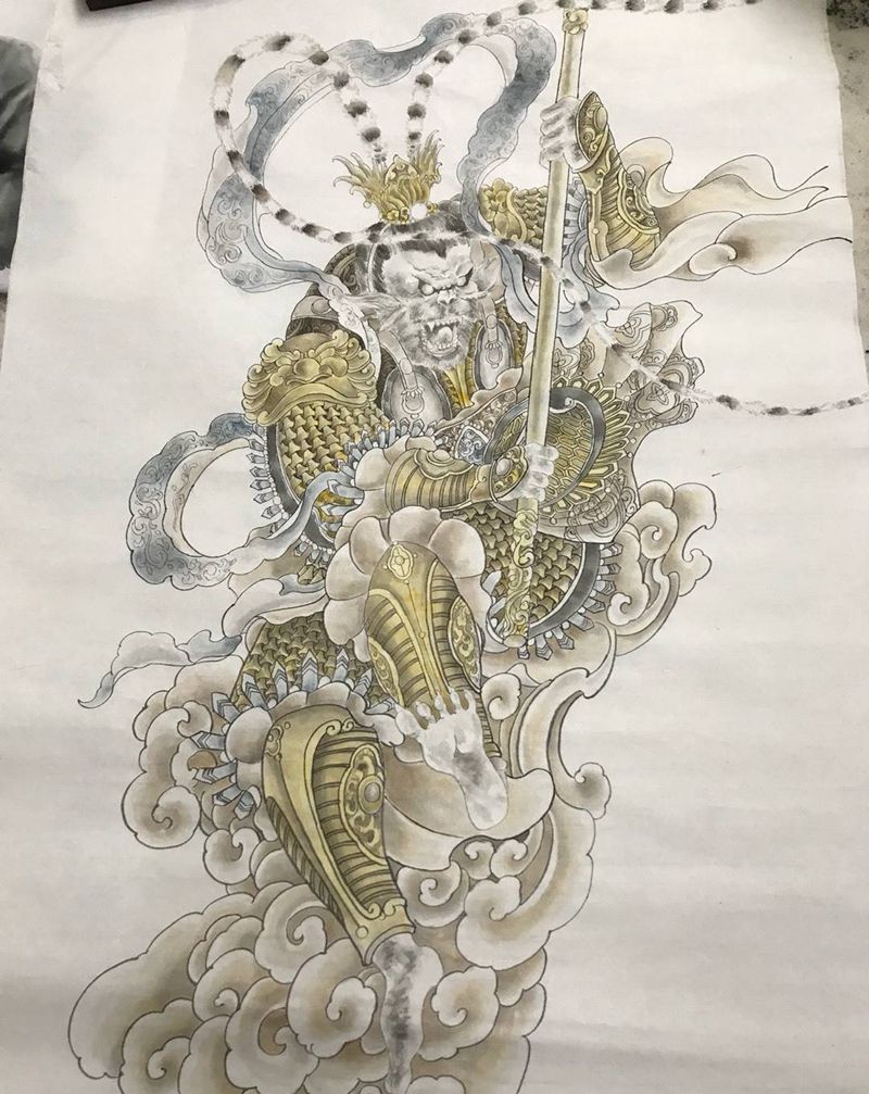 真假悟空 工笔未完成纹身图片
