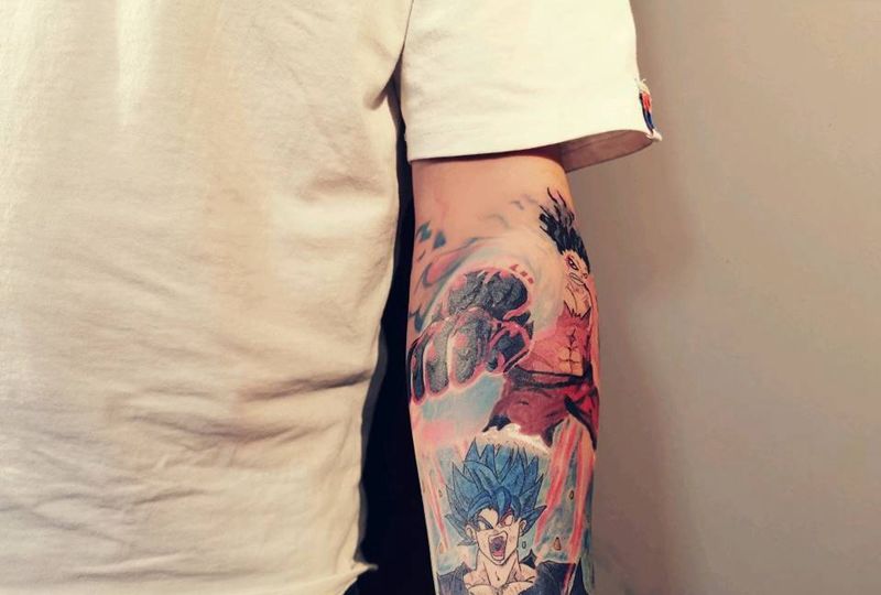 悟空。纹身图片_手臂水彩纹身图案