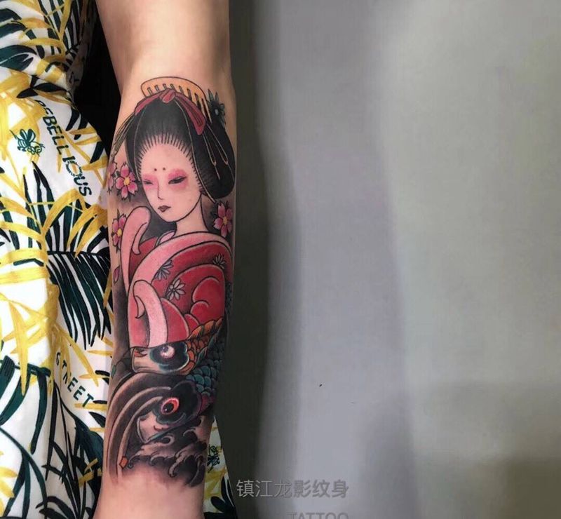 可爱艺妓纹身图片