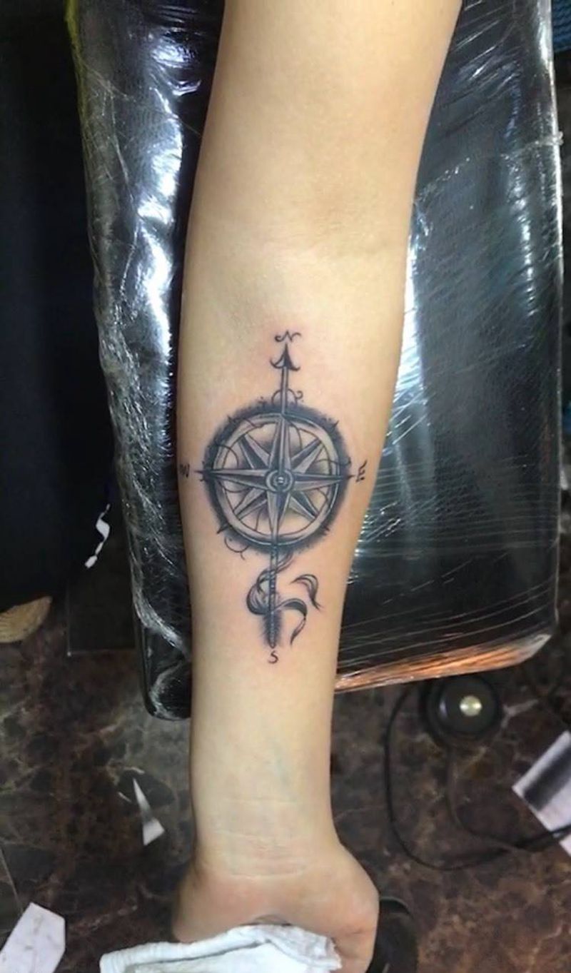 指南针纹身图片