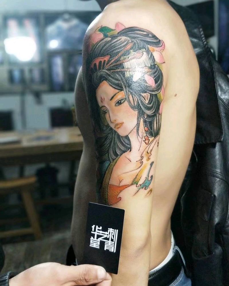 简单的小美女纹身图片