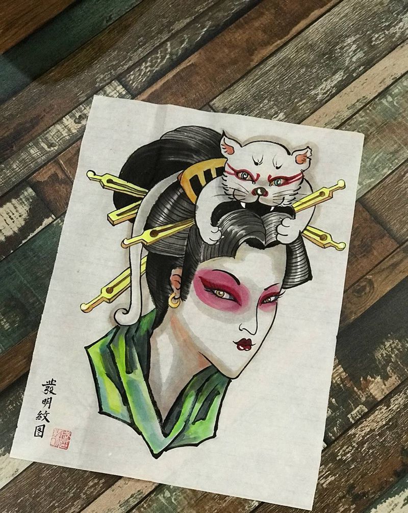 艺伎纹身图片