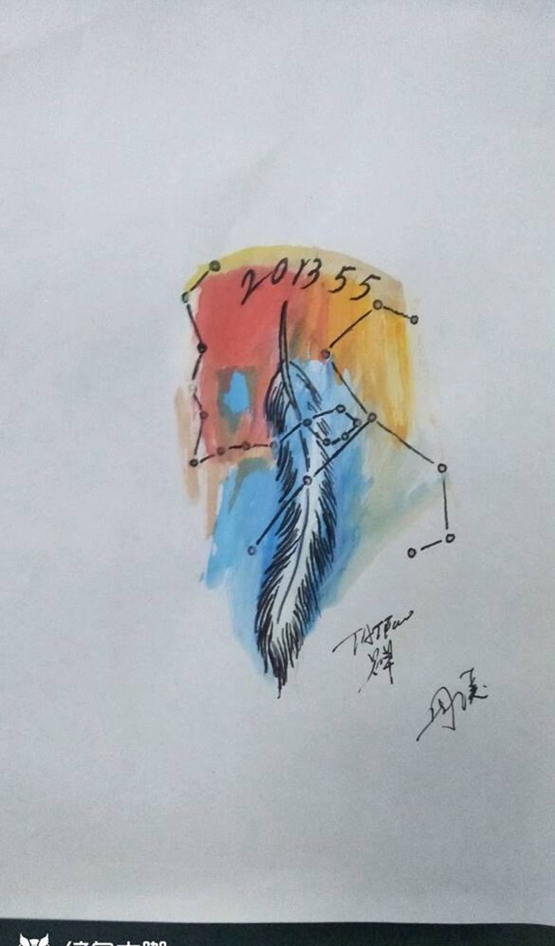 水彩星座纹身图片