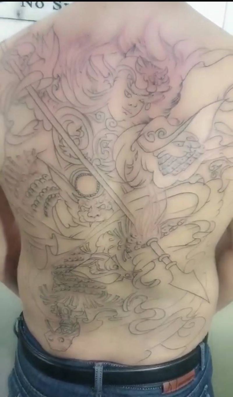 初步勾线纹身图片