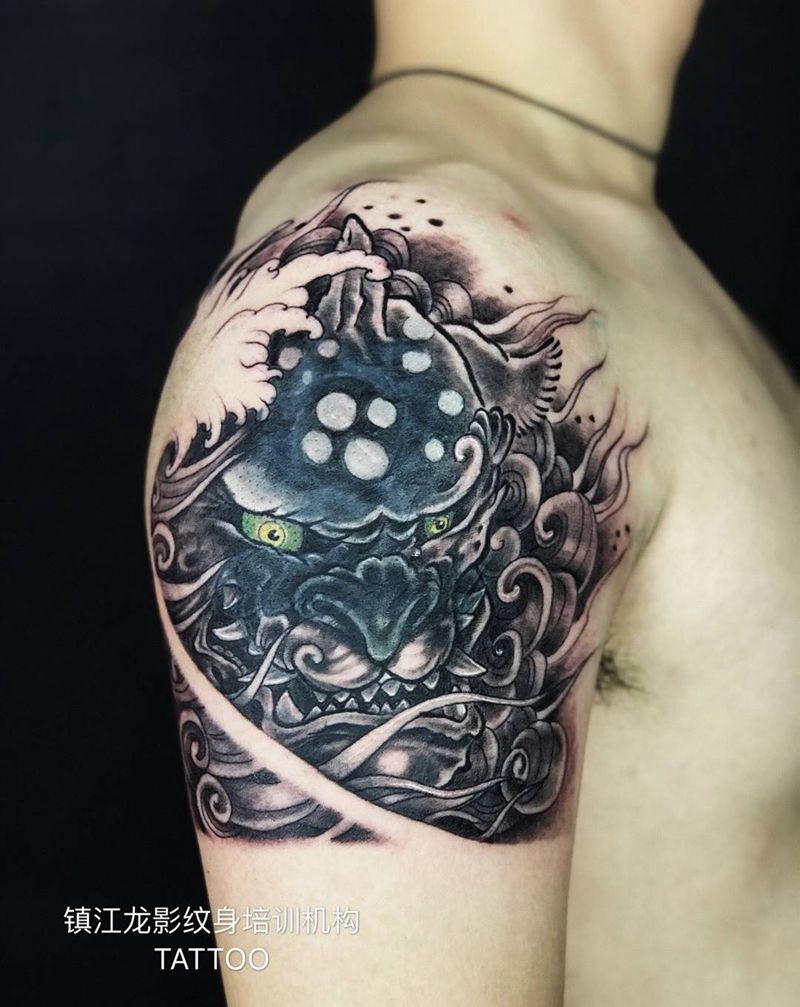 唐狮盖图腾纹身图片