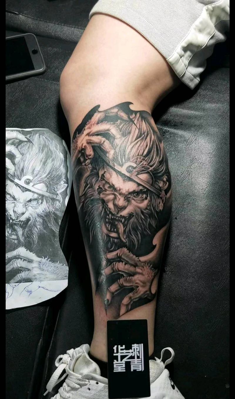 激情的猴子纹身图片