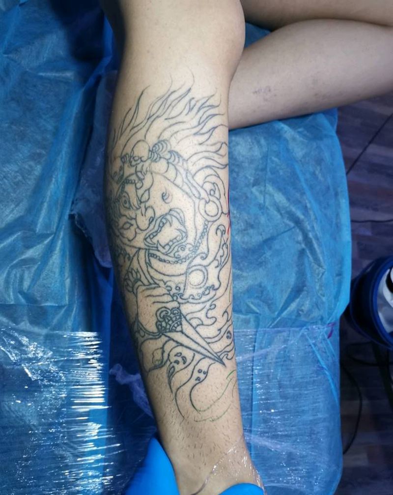 修改包小腿，纹身图片_腿部老传统纹身图案
