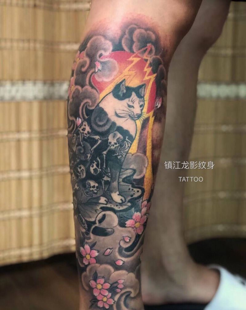 日式猫纹身图片