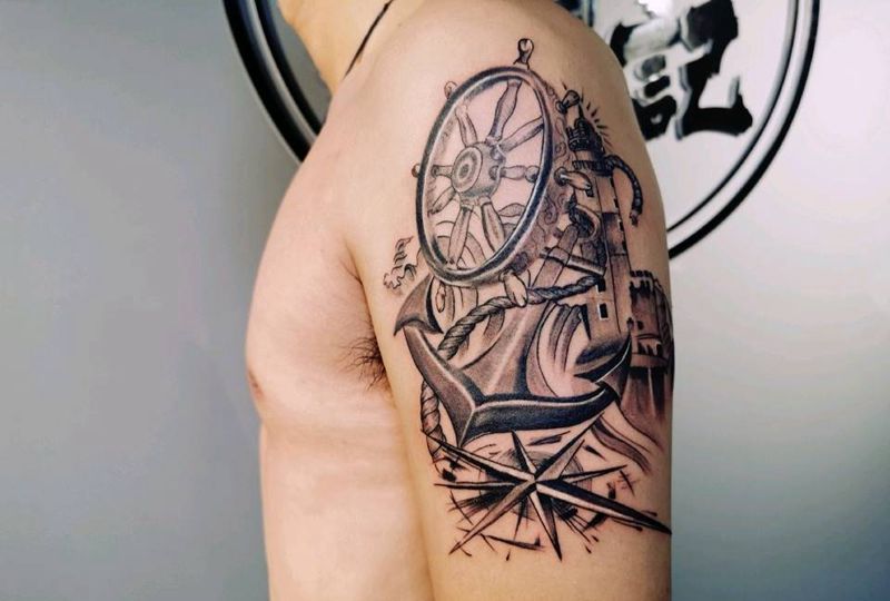 指引,方向,沉着,领悟纹身图片_手臂欧美写实纹身图案