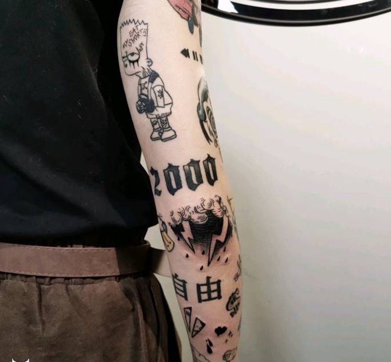 雷霆,闪电,超痛的位置。纹身图片_手臂纹身图案