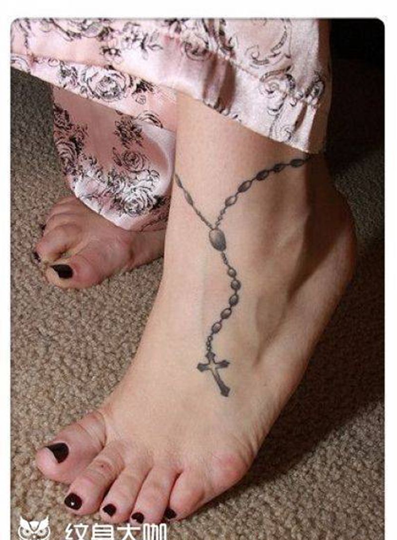 脚链纹身纹身图片_脚部手部小清新纹身图案