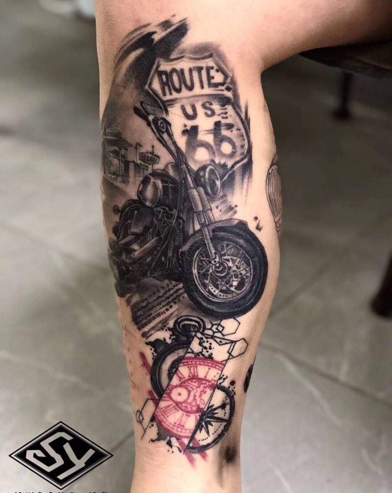 恢复后作品纹身图片_腿部纹身图案