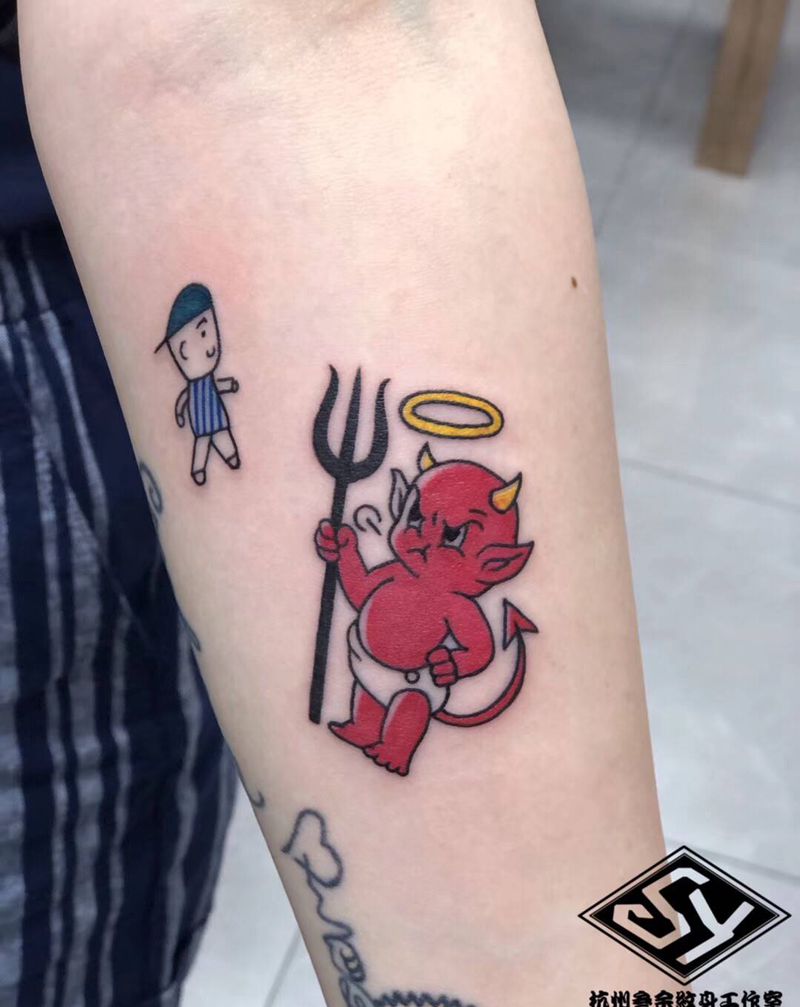 小恶魔纹身图片_手臂纹身图案