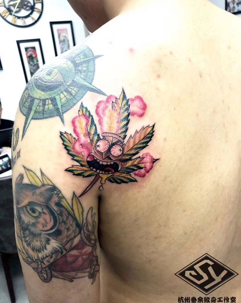 new  school拼接纹身图片_手臂纹身图案