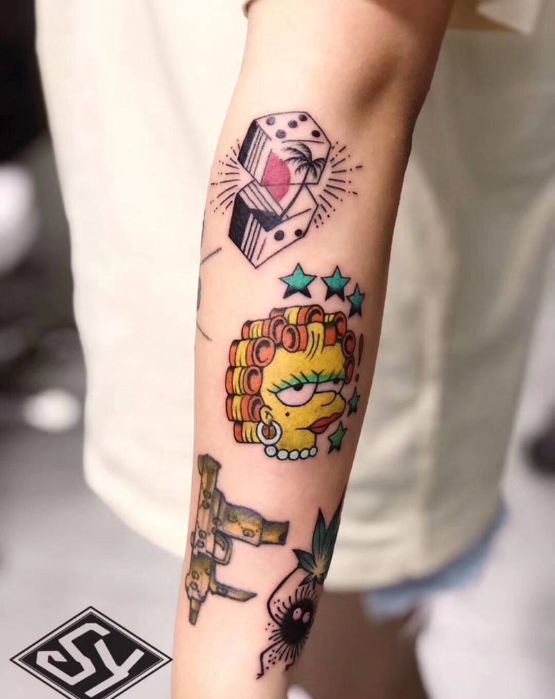 小臂拼接纹身图片_手臂纹身图案