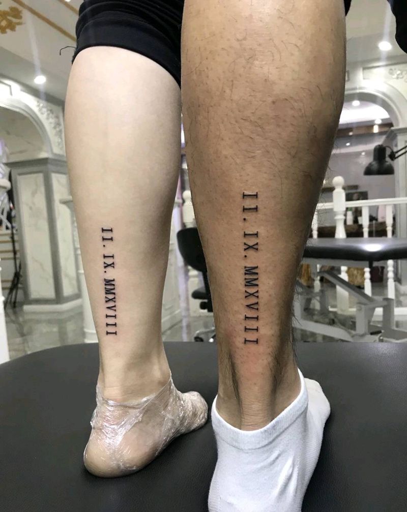 黑白配纹身图片_腿部小清新纹身图案