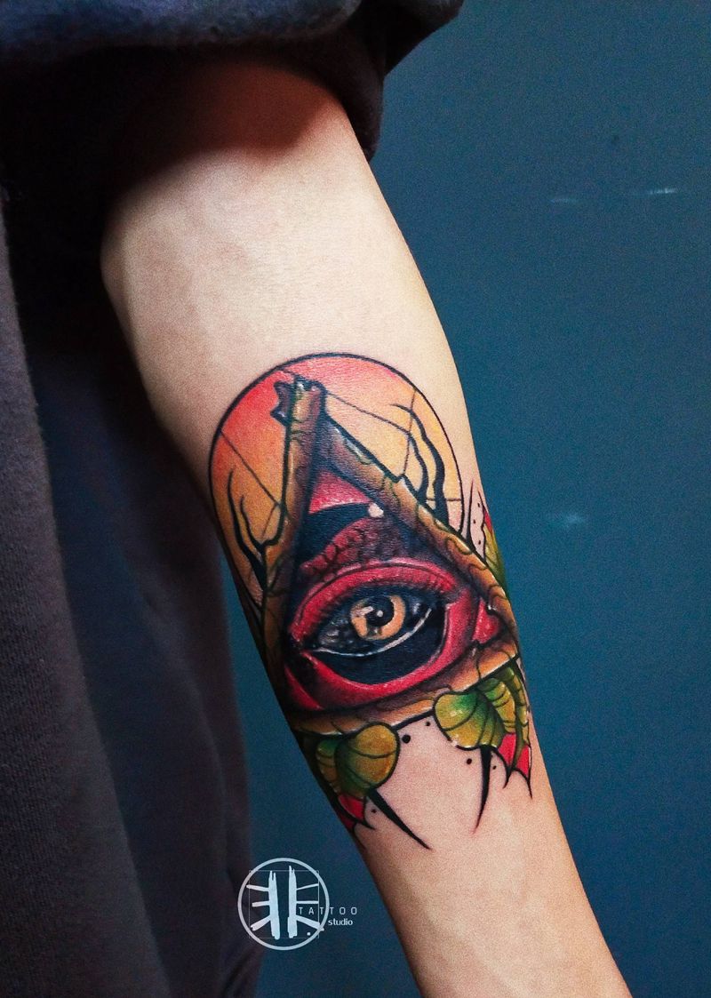 全知之眼纹身图片_手臂New School上帝之眼纹身图案