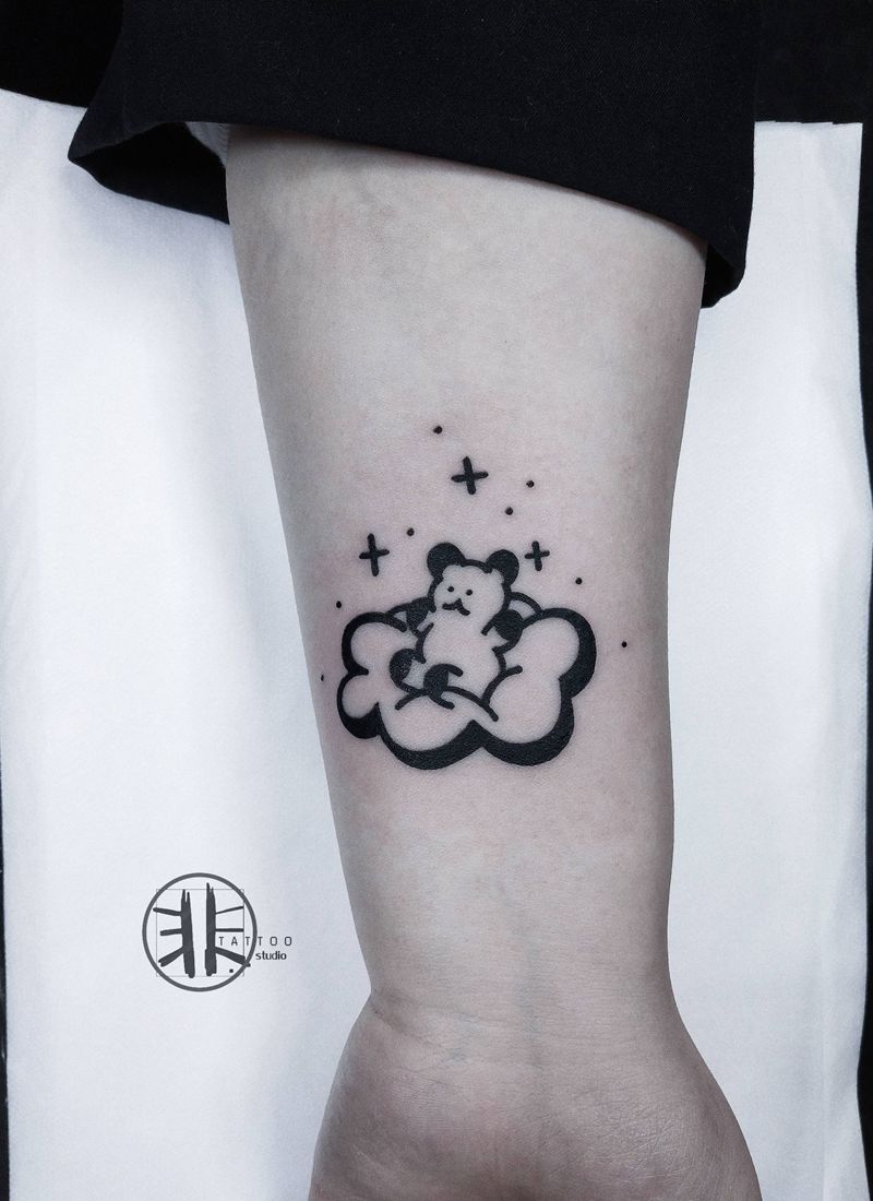 小熊纹身图片_手臂Old School小熊纹身图案