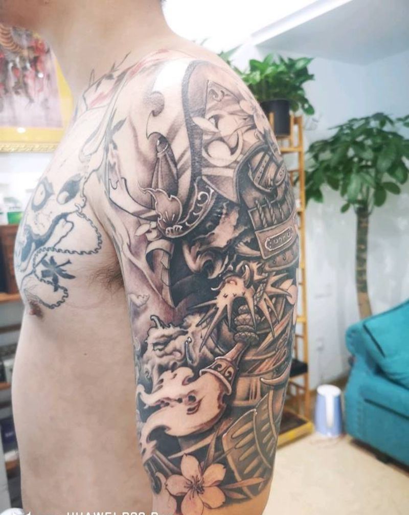 鬼武者纹身图片_手臂新传统纹身图案