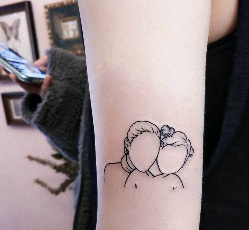 简笔作品纹身图片_手臂简笔肖像纹身图案