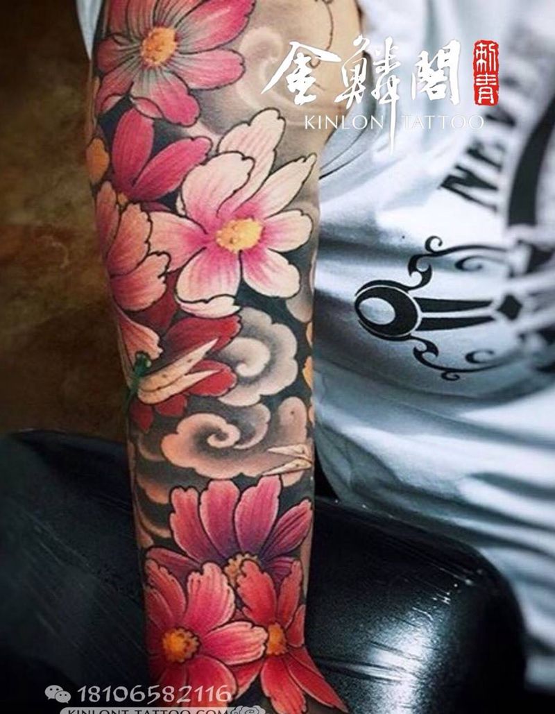 花的花臂纹身图片