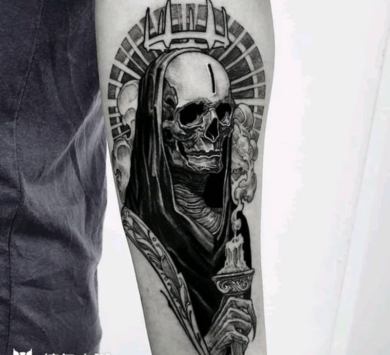 欧美写实纹身图片_手臂欧美写实暗黑纹身图案