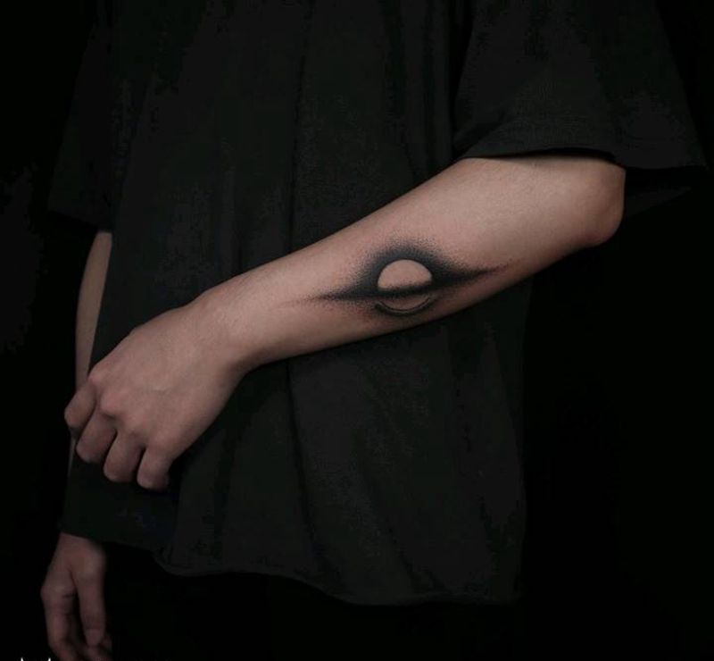 日出纹身图片_手部点刺纹身图案