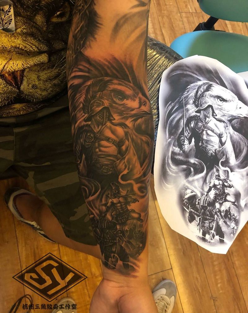 花臂第三次纹身图片