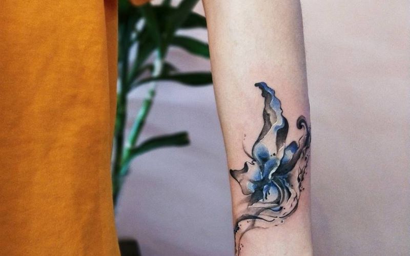 水墨纹身图片_手臂水墨遮盖旧纹身图案