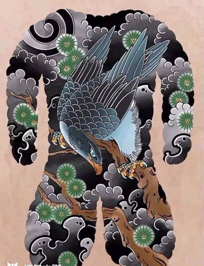 通体老传统纹身图片_背部老传统纹身图案