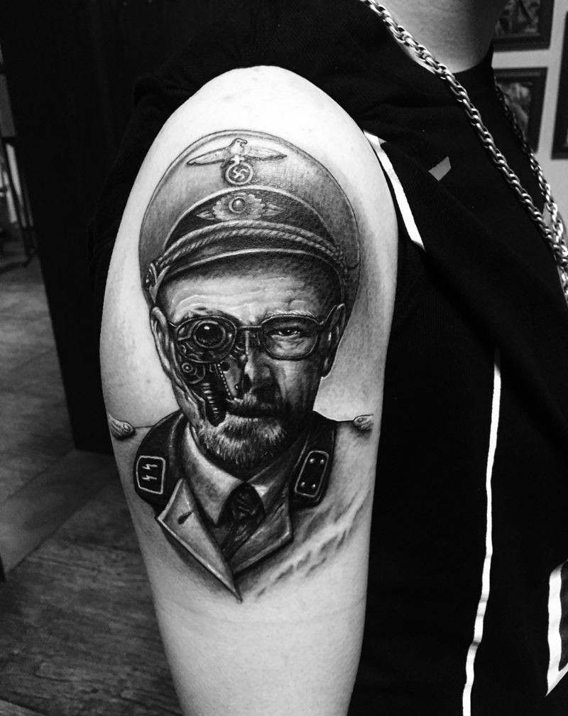 绝命毒师纹身图片_手臂肖像欧美人物肩部纹身图案