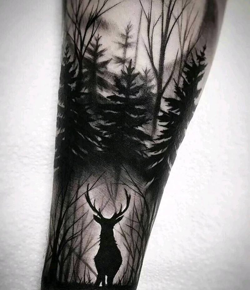 黑灰纹身图片_腿部欧美写实黑灰纹身图案