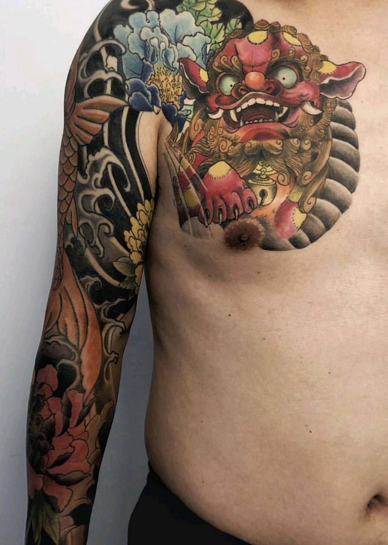 日式传统纹身纹身图片_肩部手臂新传统老传统纹身图案