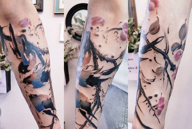 中国风 水墨纹身纹身图片_手臂新传统水墨纹身图案