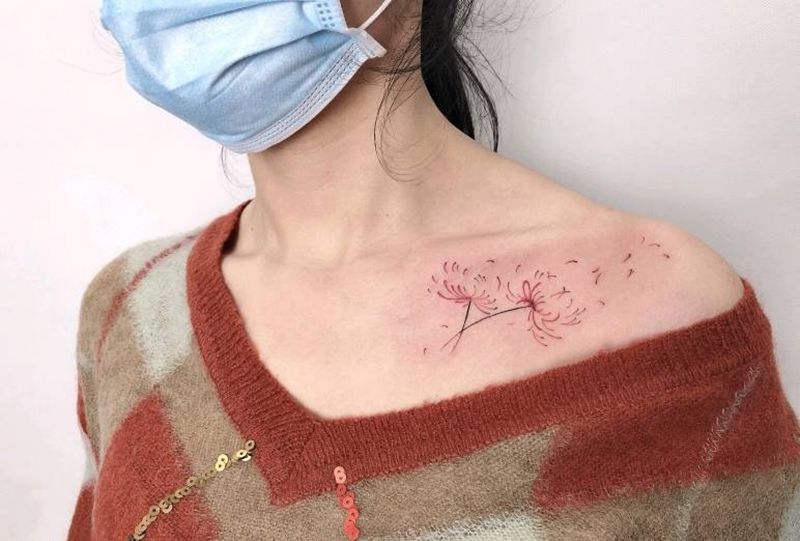 彼岸花纹身图片_肩部小清新纹身图案