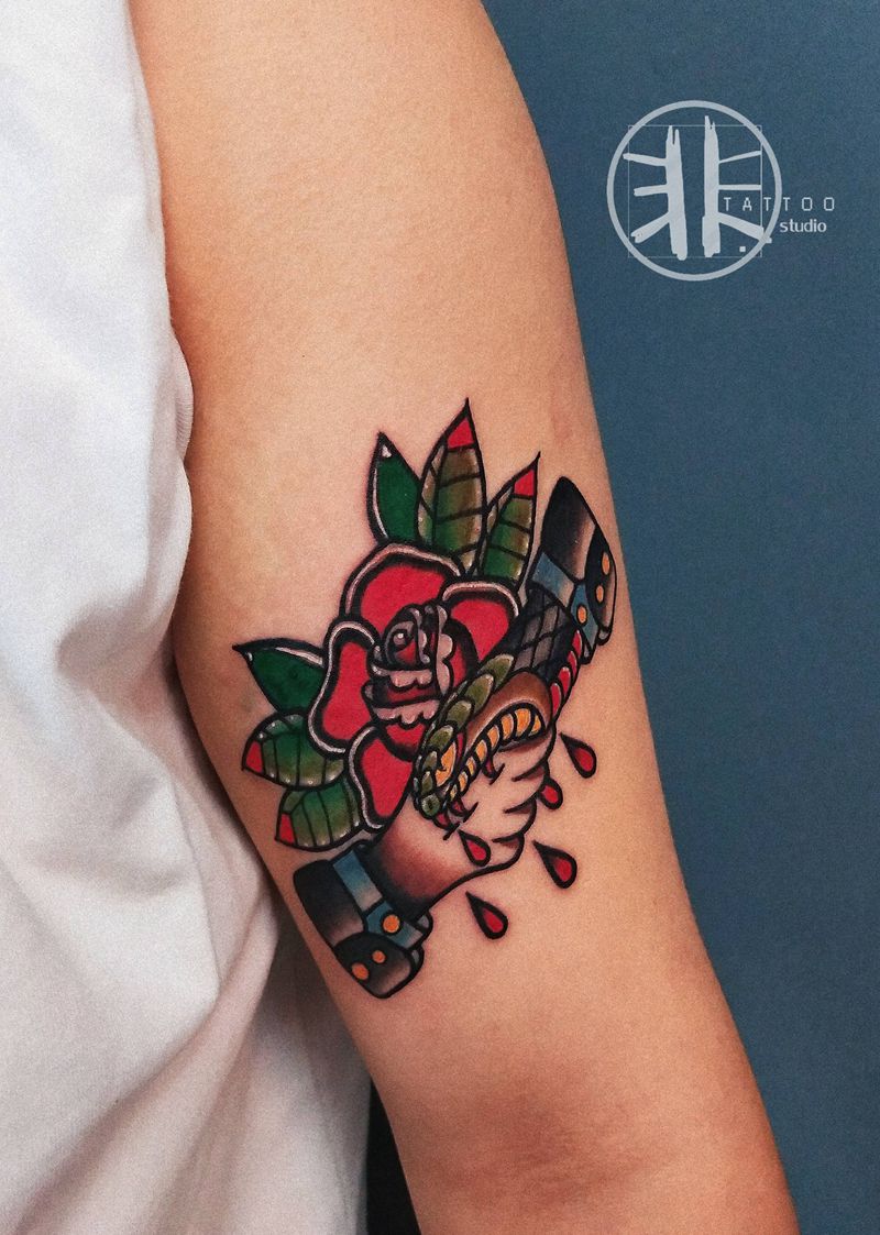 欧美oldschool纹身图片_手臂Old School纹身图案