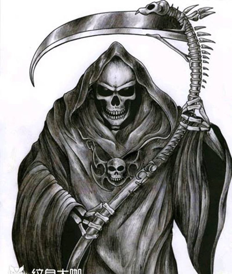 死神纹身图片_背部手臂纹身图案