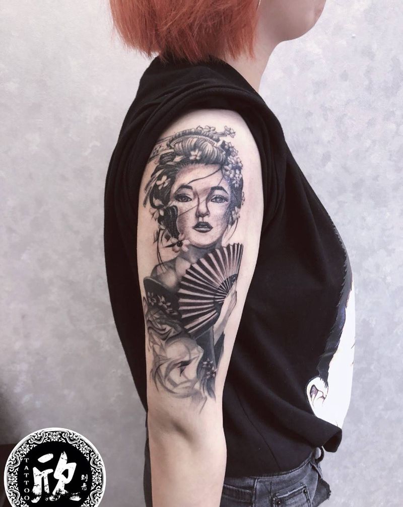 艺伎纹身图片_手臂纹身图案