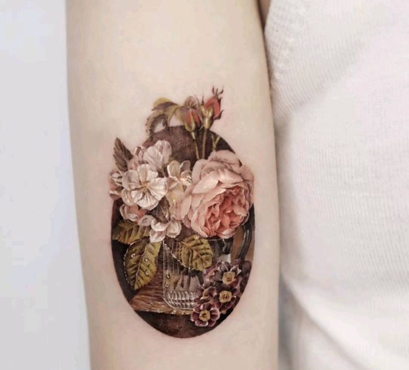 油画纹身纹身图片_手臂欧美写实水彩纹身图案