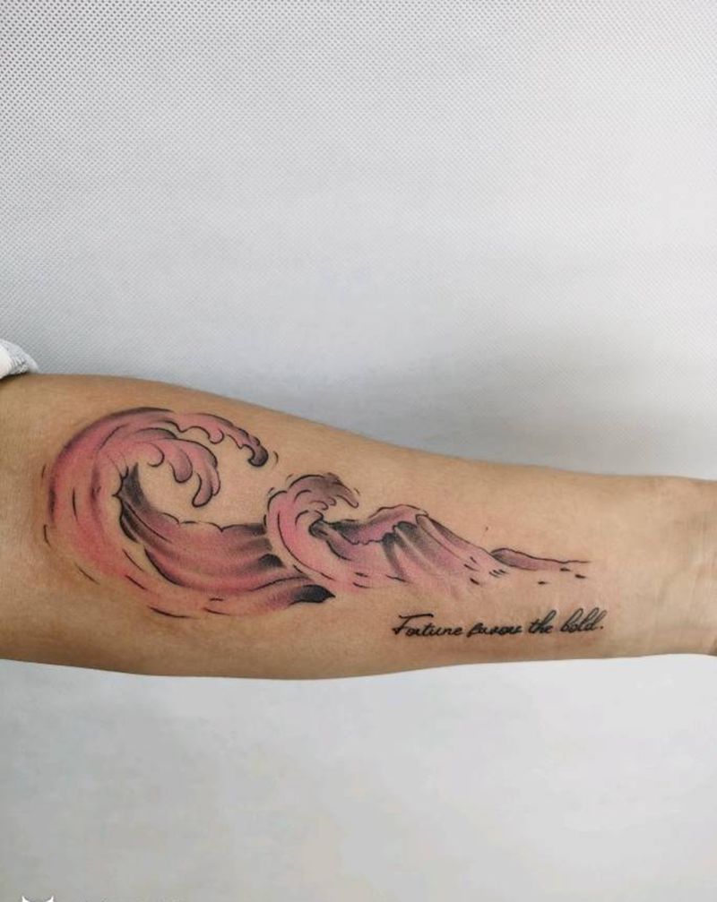 海浪纹身图片_手部水彩纹身图案