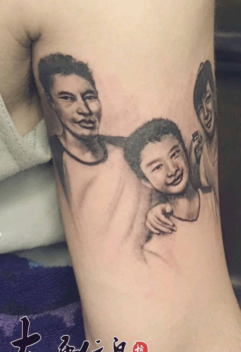 父亲节快乐纹身图片_手臂欧美写实人像纹身图案