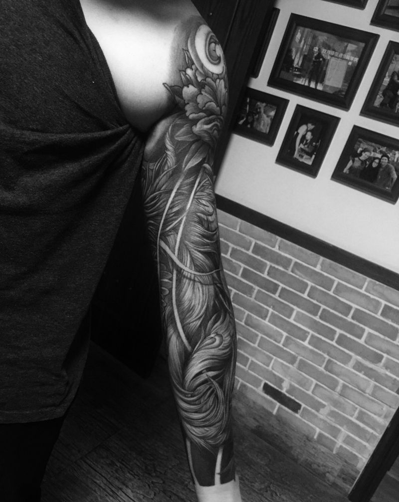 凤凰传统花臂纹身图片_手臂手部传统动物纹身图案