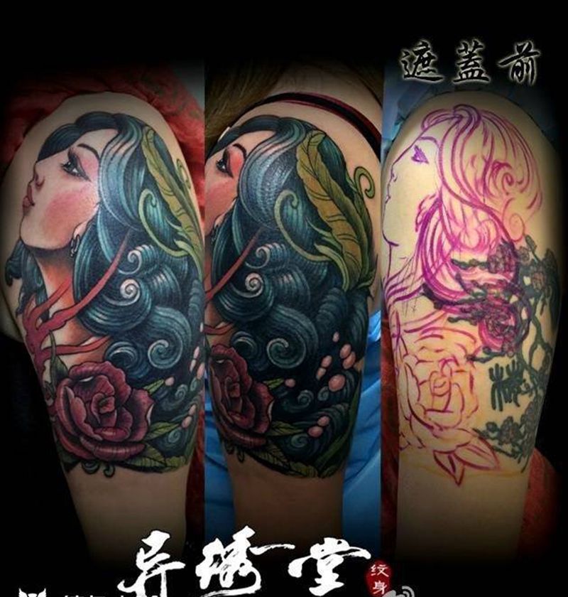 拯救失败纹身纹身图片_成品肩部手臂手部传统欧美肖像人物动物鬼神纹身图案