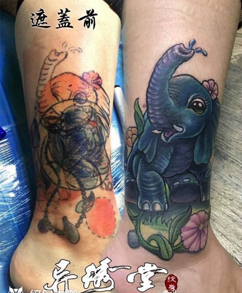 遮盖修改失败纹身纹身图片_成品肩部背部脚部传统动物原创纹身图案