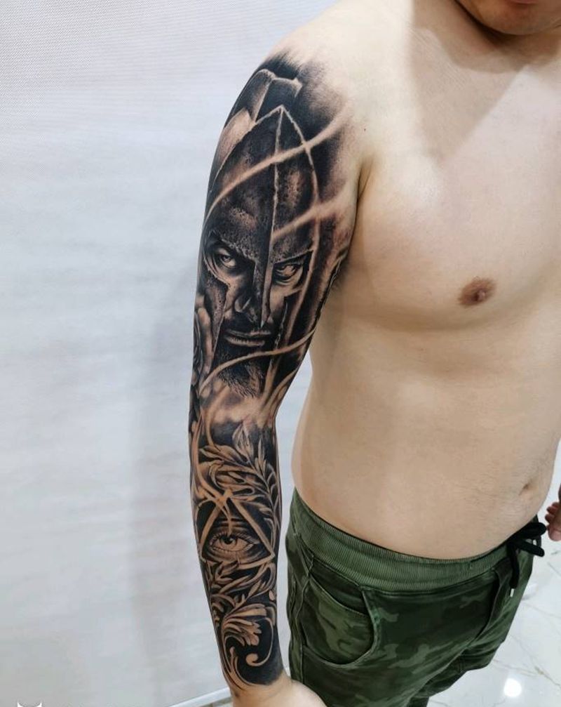 欧美写实花臂纹身图片_手臂欧美写实纹身图案