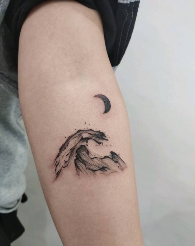 山海纹身图片_手臂小清新纹身图案