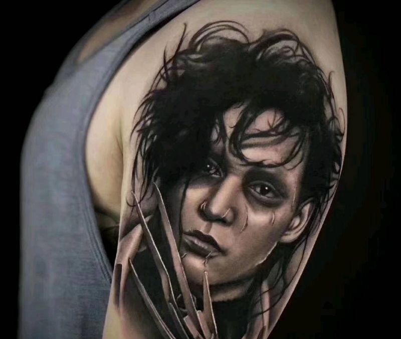 爱德华纹身图片_手臂欧美写实纹身图案